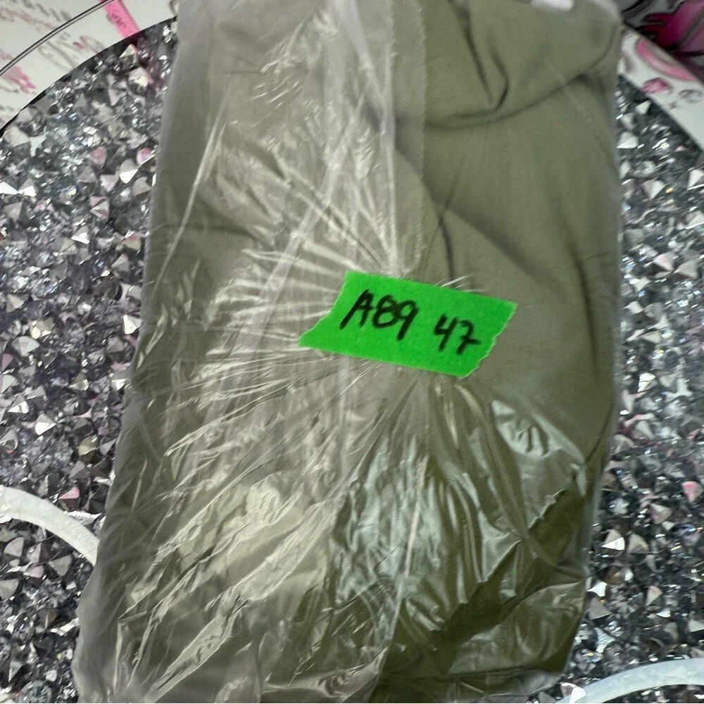 SHEIN long sleeve Tokyo Olive Green Long Sleeve Pocket Tee with White Hem Layer